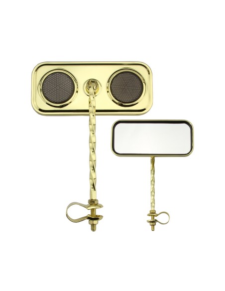 Rectangle Square Twisted Mirror Gold Black Reflectors.